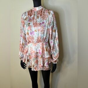 NWOT🌹Floral Long Sleeve Women's Top Shorts Summer Dress